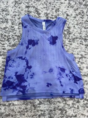 lulu Purple Tie-Dye Sleeveless Crop Tank Top